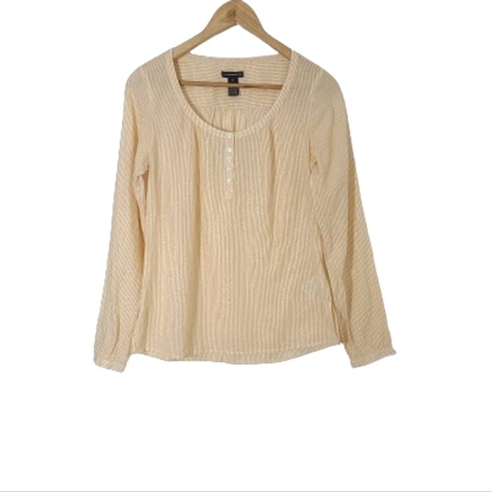 VTG CLUB MONACO Yellow White Metallic Stripe Long Sleeves Button Up Shirt Size S